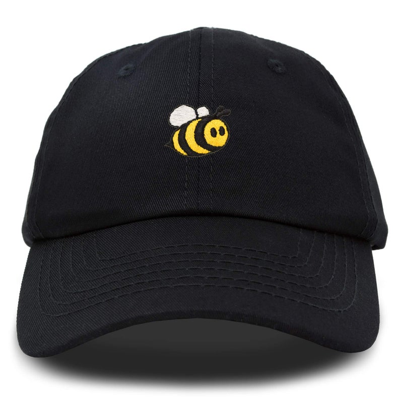 DALIX Bumble Bee Baseball Cap Dad Hat Embroidered Womens Girls in Black - Image 1